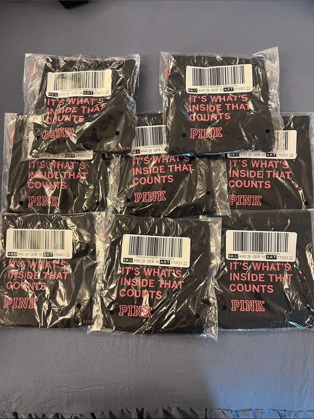 VICTORIA SECRET-PINK  black seamless panties 8 PAIR